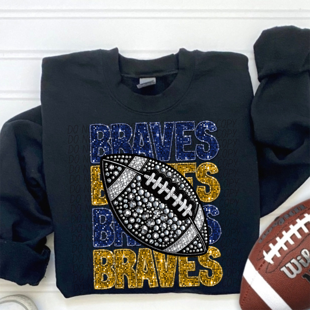 Braves Blue Gold Stacked Football