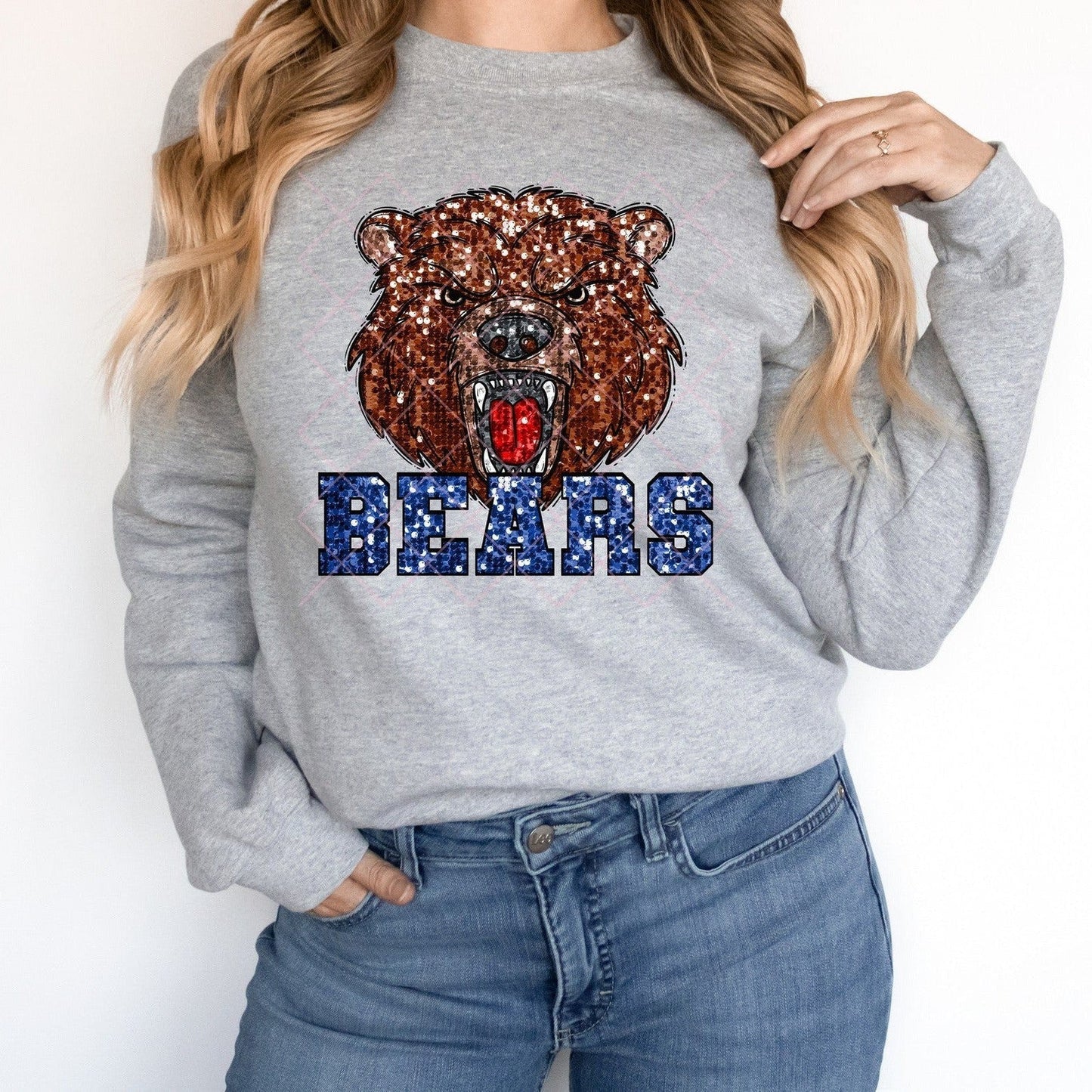 Brown Bears Blue Sequin