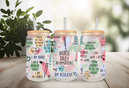 Nurse Affirmations Glass Can