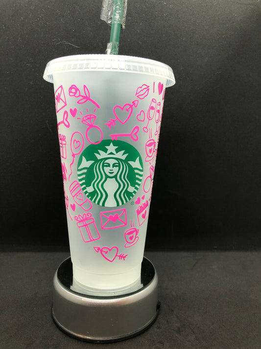 Heart Shape Starbucks Color Changing Cold Cup